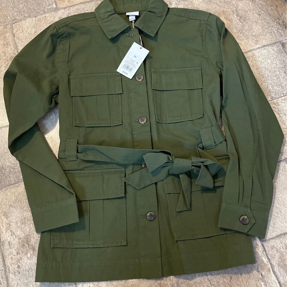 NWT army green military trench coat size XS